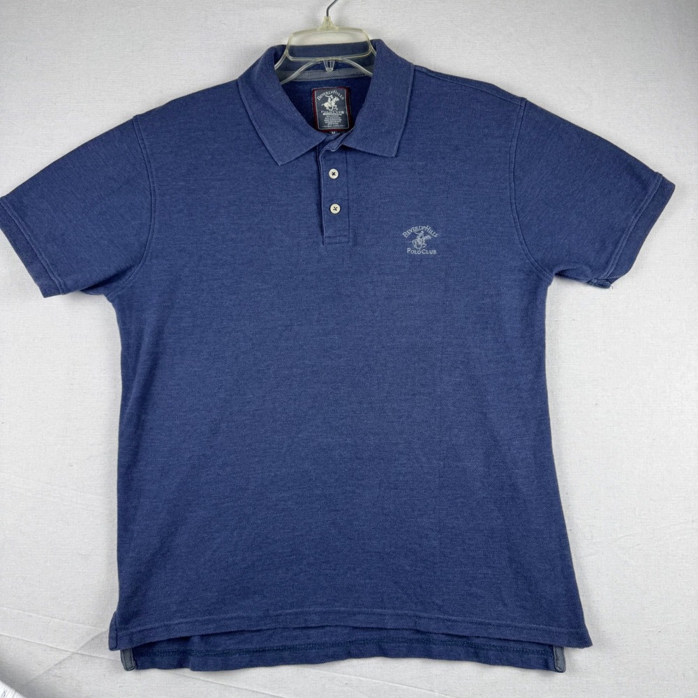 Beverly Hills Polo Club Mens Modern Fit Blue Short Sleeve Polo Shirt Size M